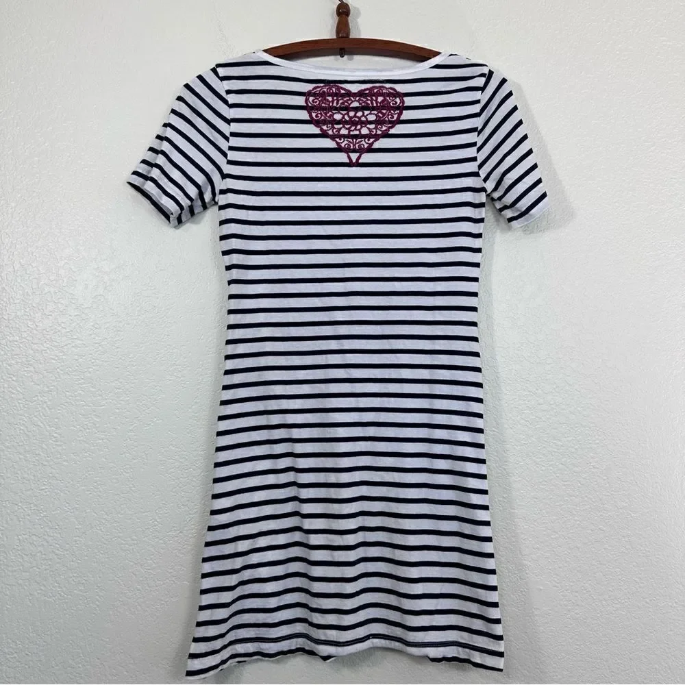 Johnny Was Los Angeles Embroidered Striped Short Sleeve Tunic Size XS